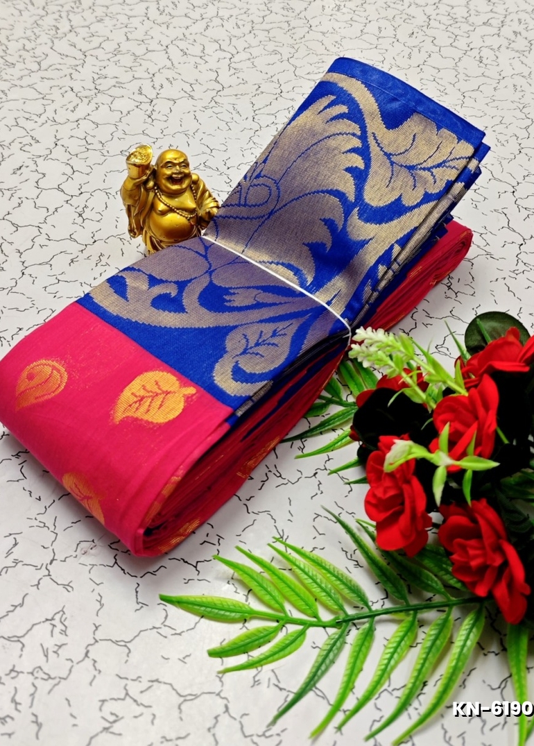 Korvai kotanji Trendy & Fancy bhutta and 2/100  Silk Cotton Sarees Function wear - DARK PINK (2)