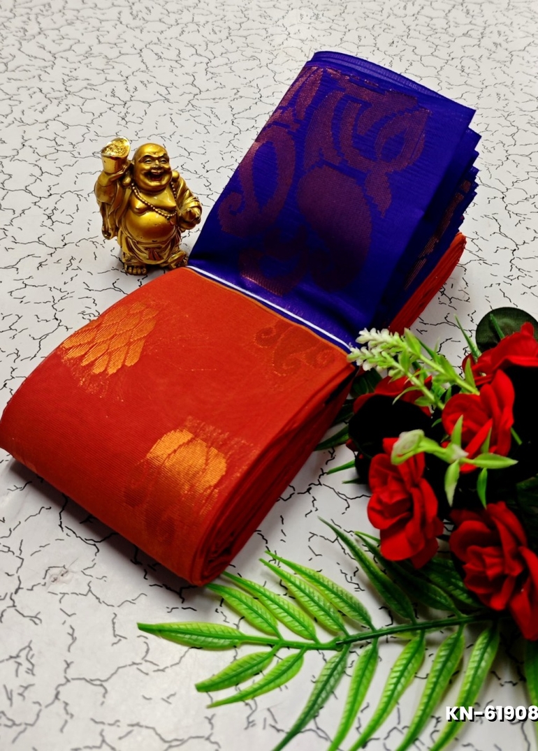Korvai kotanji Trendy & Fancy bhutta and 2/100  Silk Cotton Sarees Function wear - TOMATO COLOUR