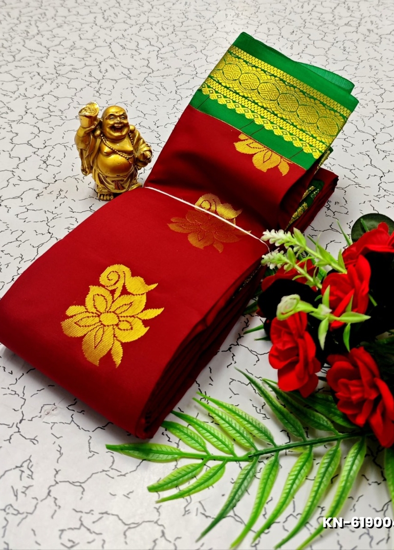 Korvai kotanji Trendy & Fancy bhutta and 2/100  Silk Cotton Sarees Function wear - RED (3)