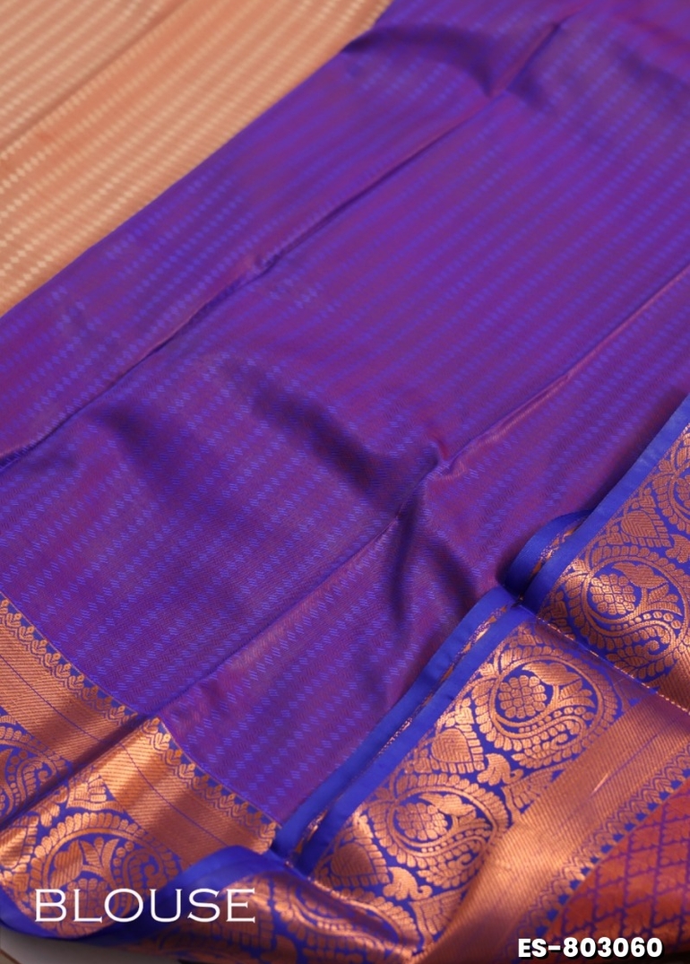 BRIDAL SILK GOLD SILVAR AND COPPER ZARI WEAVE AND WEDDING ART SILK SAREES - CREAM COLOR (5)