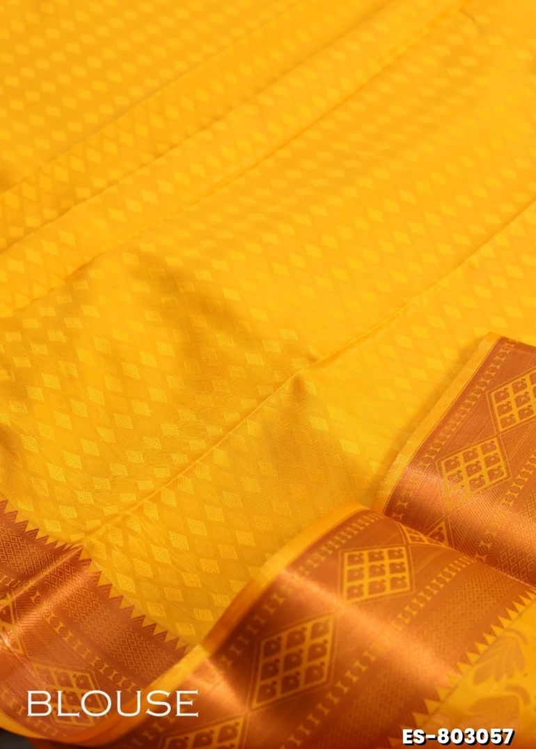 BRIDAL SILK GOLD SILVAR AND COPPER ZARI WEAVE AND WEDDING ART SILK SAREES - LIGHT ORANGE (5)