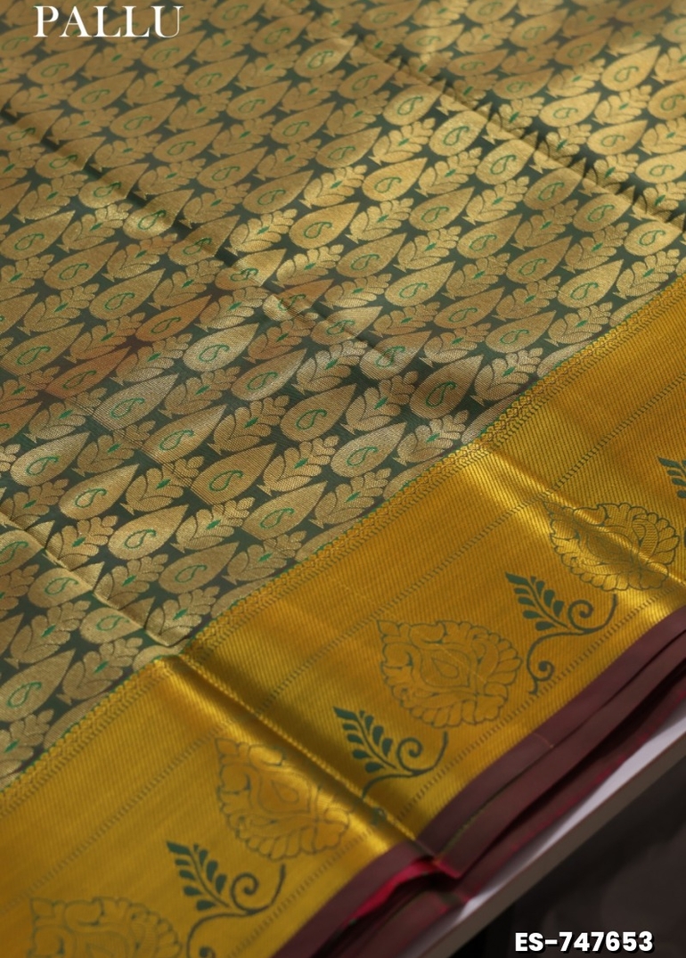 BRIDAL SILK GOLD SILVAR AND COPPER ZARI WEAVE AND WEDDING ART SILK SAREES - BROWN (1)