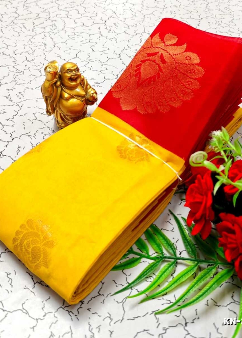 Korvai kotanji Trendy & Fancy bhutta and 2/100 Silk Cotton Sarees Function wear - YELLOW