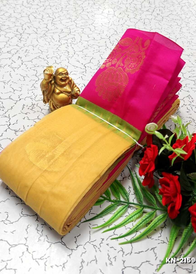 Korvai kotanji Trendy & Fancy bhutta and 2/100 Silk Cotton Sarees Function wear - GOLD