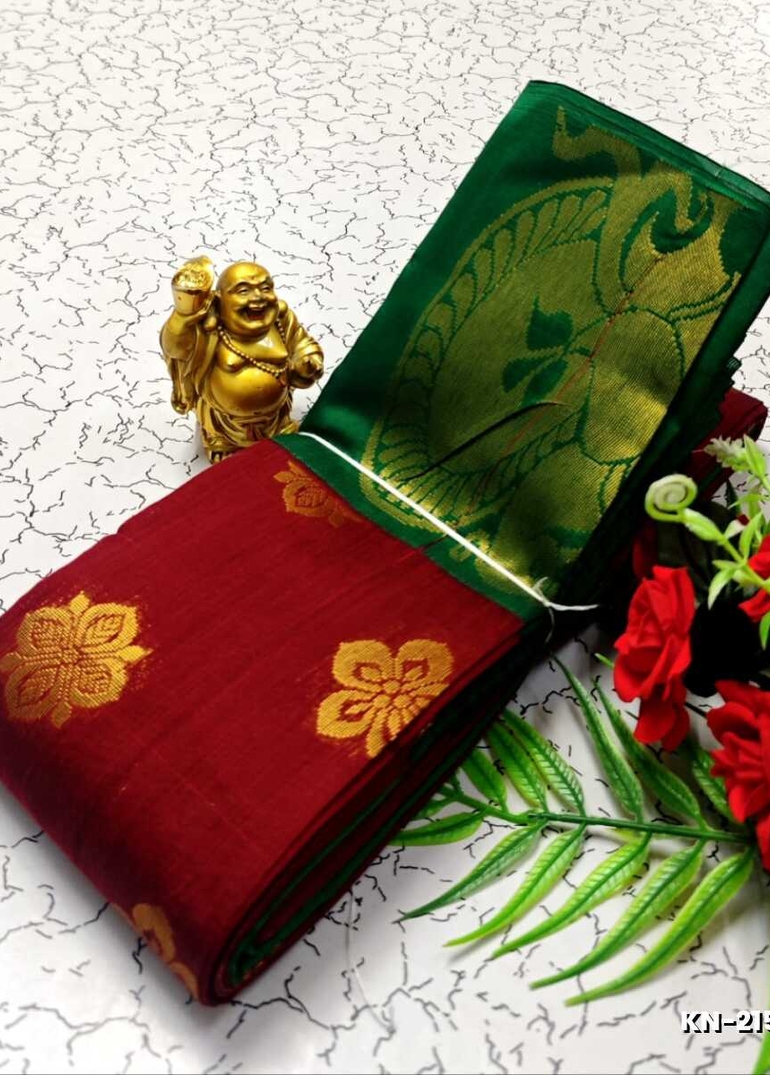 Korvai kotanji Trendy & Fancy bhutta and 2/100 Silk Cotton Sarees Function wear - MERUN