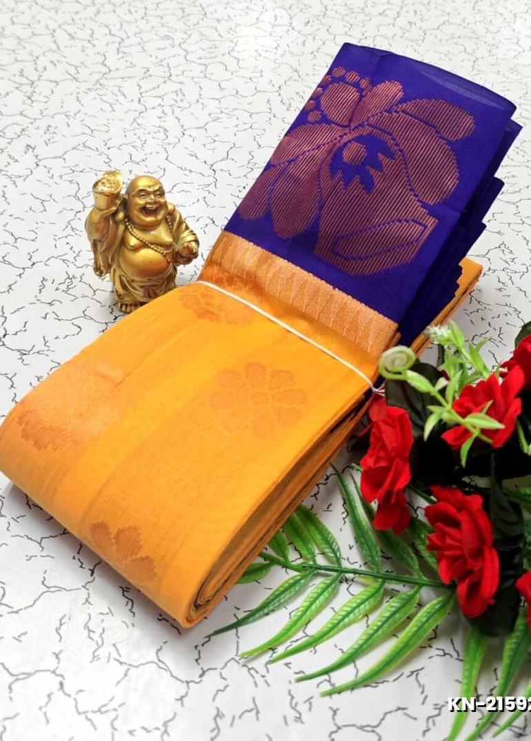 Korvai kotanji Trendy & Fancy bhutta and 2/100 Silk Cotton Sarees Function wear - ORANGE N