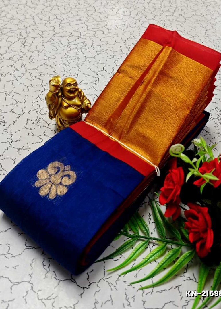 Korvai kotanji Trendy & Fancy bhutta and 2/100 Silk Cotton Sarees Function wear - R BLUE