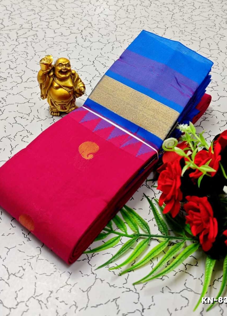 Korvai kotanji Trendy & Fancy bhutta and 2/100 Silk Cotton Sarees Function wear - DARK PINK (1)