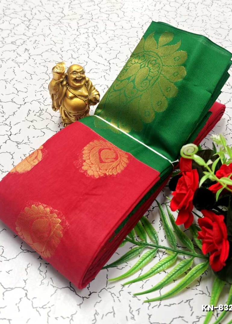 Korvai kotanji Trendy & Fancy bhutta and 2/100 Silk Cotton Sarees Function wear - LIGHT PINK (1)