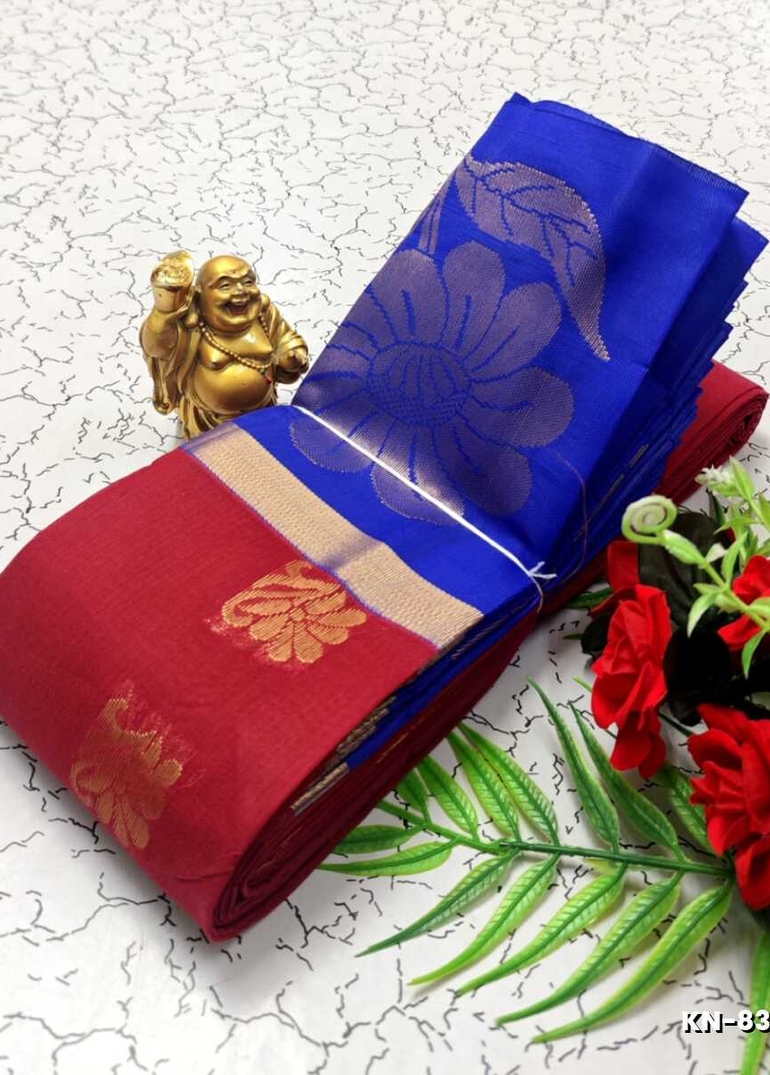 Korvai kotanji Trendy & Fancy bhutta and 2/100 Silk Cotton Sarees Function wear - BROWN COLOUR