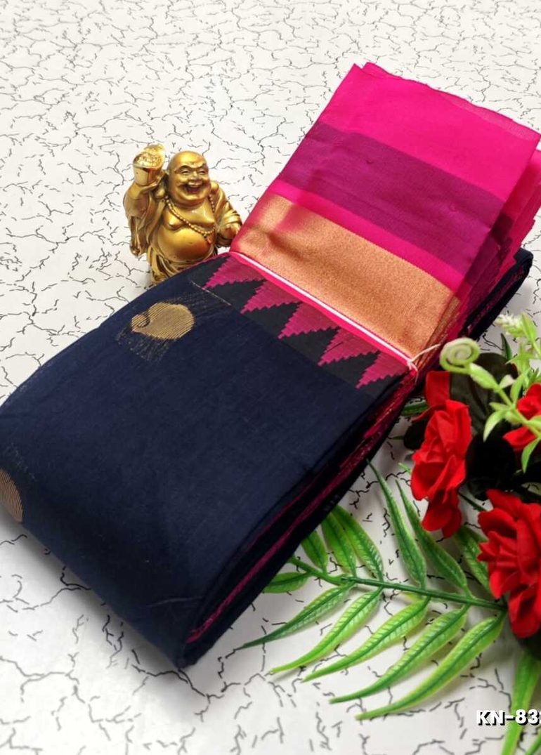 Korvai kotanji Trendy & Fancy bhutta and 2/100 Silk Cotton Sarees Function wear - R BLUE (1)