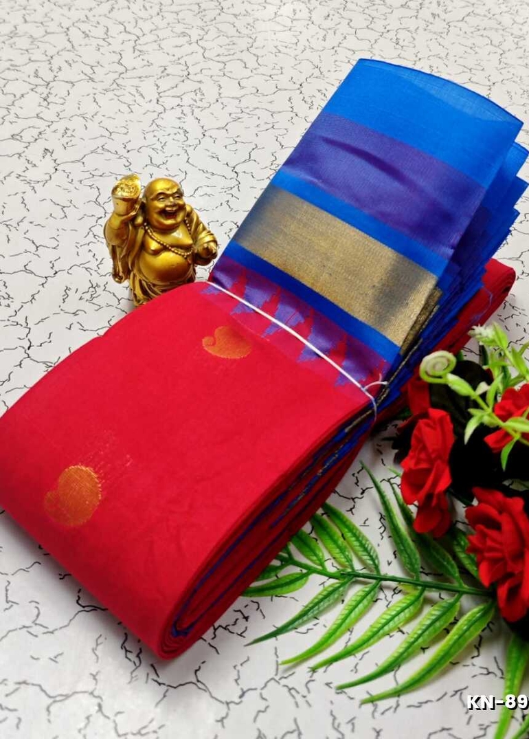 Korvai kotanji Trendy & Fancy bhutta and 2/100 Silk Cotton Sarees Function wear - DARK PINK (2)