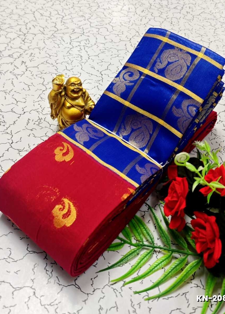Korvai kotanji Trendy & Fancy bhutta and 2/100 Silk Cotton Sarees Function wear - TOMATO COLOUR (7)