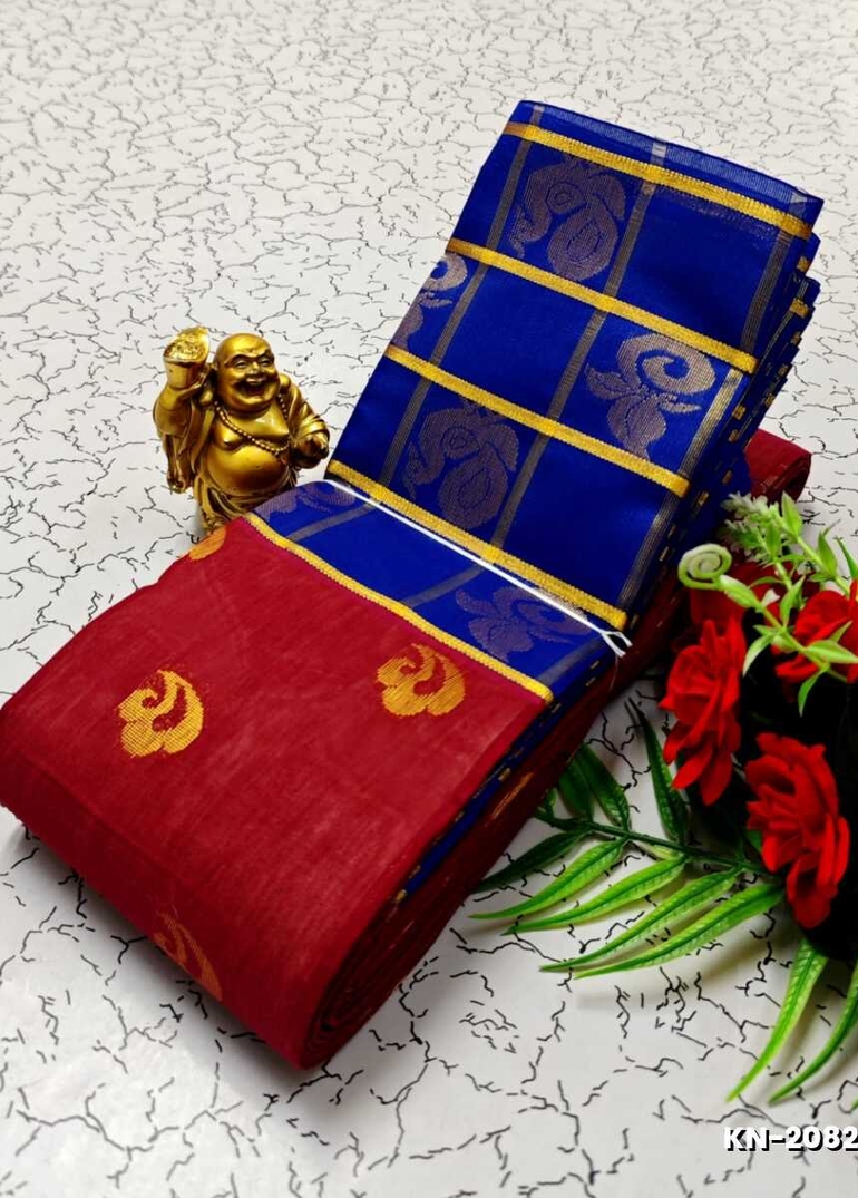 Korvai kotanji Trendy & Fancy bhutta and 2/100 Silk Cotton Sarees Function wear - MAROON COLOR (1)