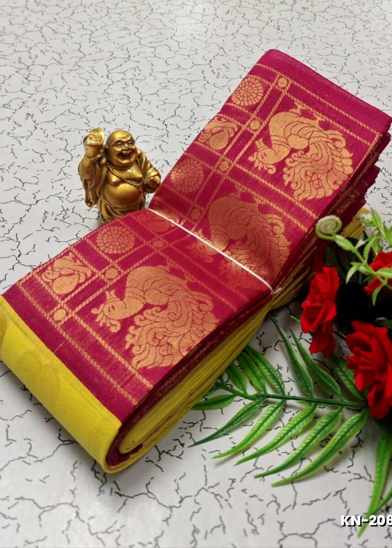 Korvai kotanji Trendy & Fancy bhutta and 2/100 Silk Cotton Sarees Function wear - YELLOW (6)