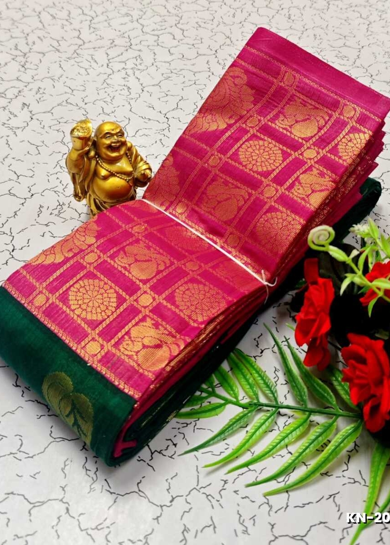 Korvai kotanji Trendy & Fancy bhutta and 2/100 Silk Cotton Sarees Function wear - GREEN COLOUR (2)