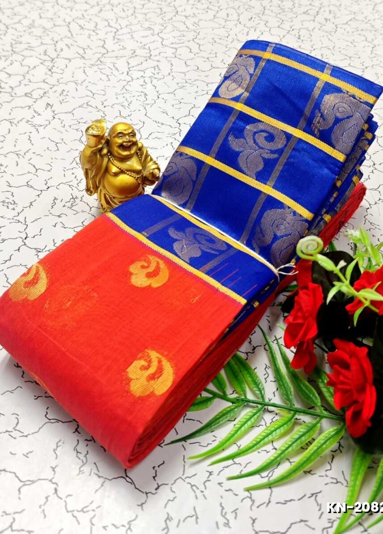 Korvai kotanji Trendy & Fancy bhutta and 2/100 Silk Cotton Sarees Function wear - ORANGE (3)