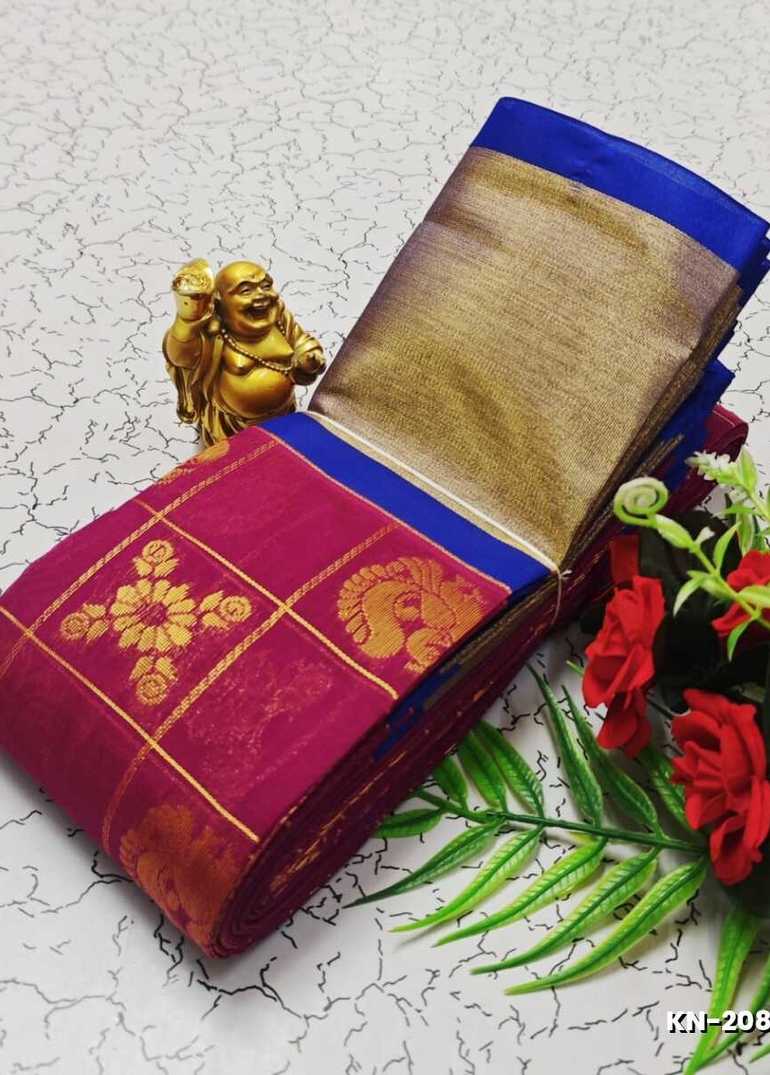 Korvai kotanji Trendy & Fancy bhutta and 2/100 Silk Cotton Sarees Function wear - PLUM COLOUR (2)