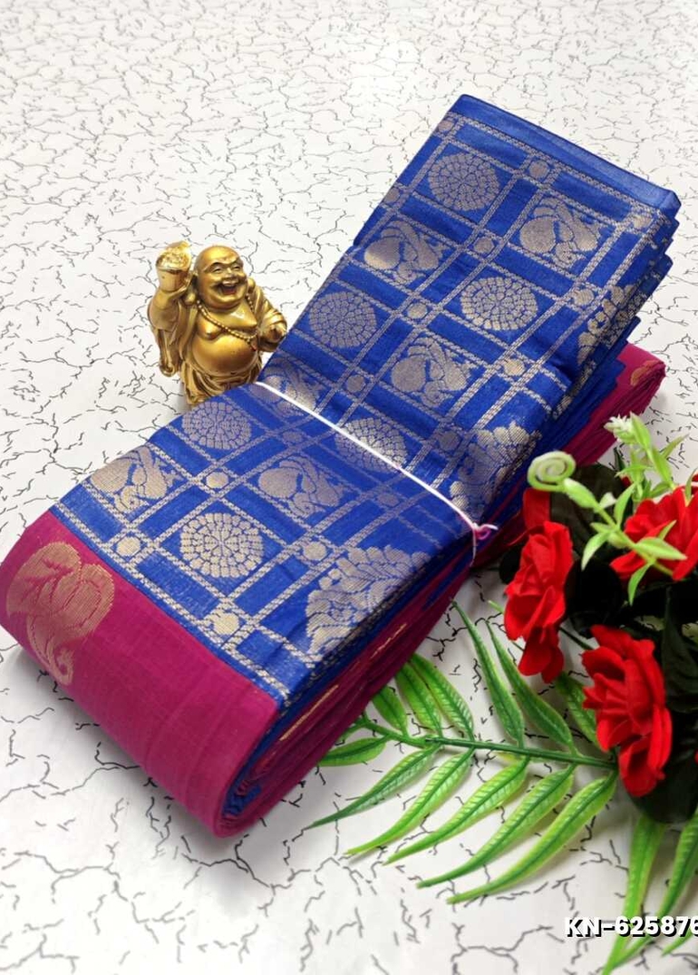 Korvai kotanji Trendy & Fancy bhutta and 2/100 Silk Cotton Sarees Function wear Saree - PLUM COLOUR