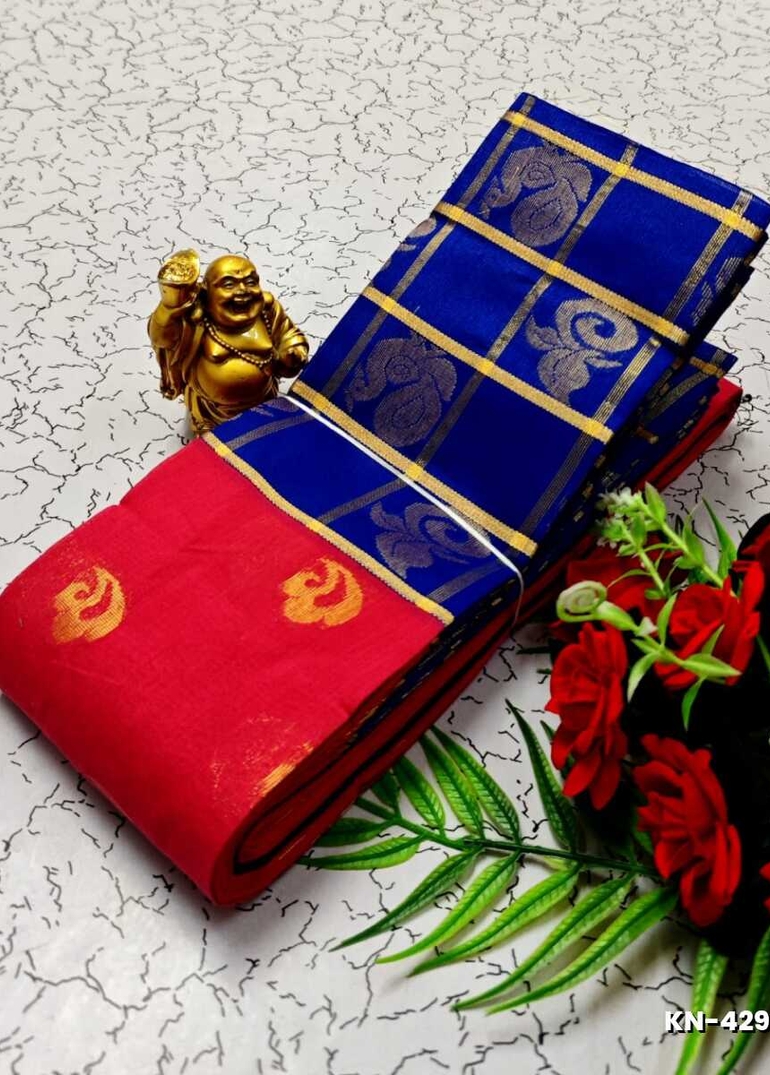 Korvai kotanji Trendy & Fancy bhutta and 2/100 Silk Cotton Sarees Function wear - DARK PINK (3)