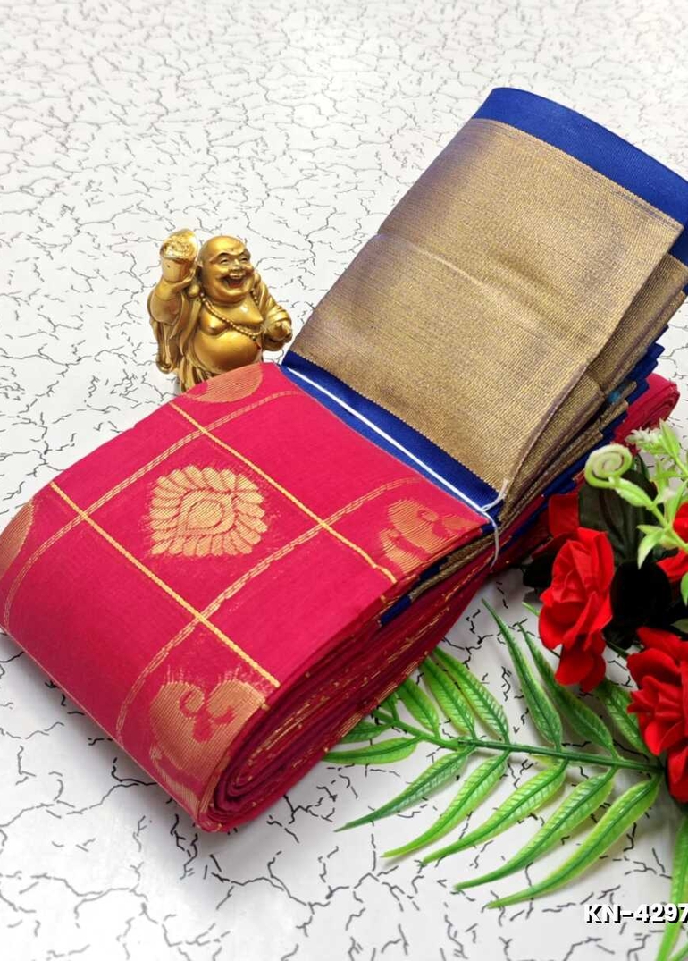 Korvai kotanji Trendy & Fancy bhutta and 2/100 Silk Cotton Sarees Function wear - LIGHT PINK (3)