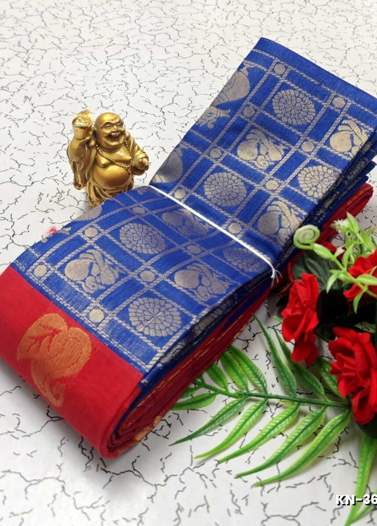 Korvai kotanji Trendy & Fancy bhutta and 2/100 Silk Cotton Sarees Function wear - TOMATO COLOUR (6)