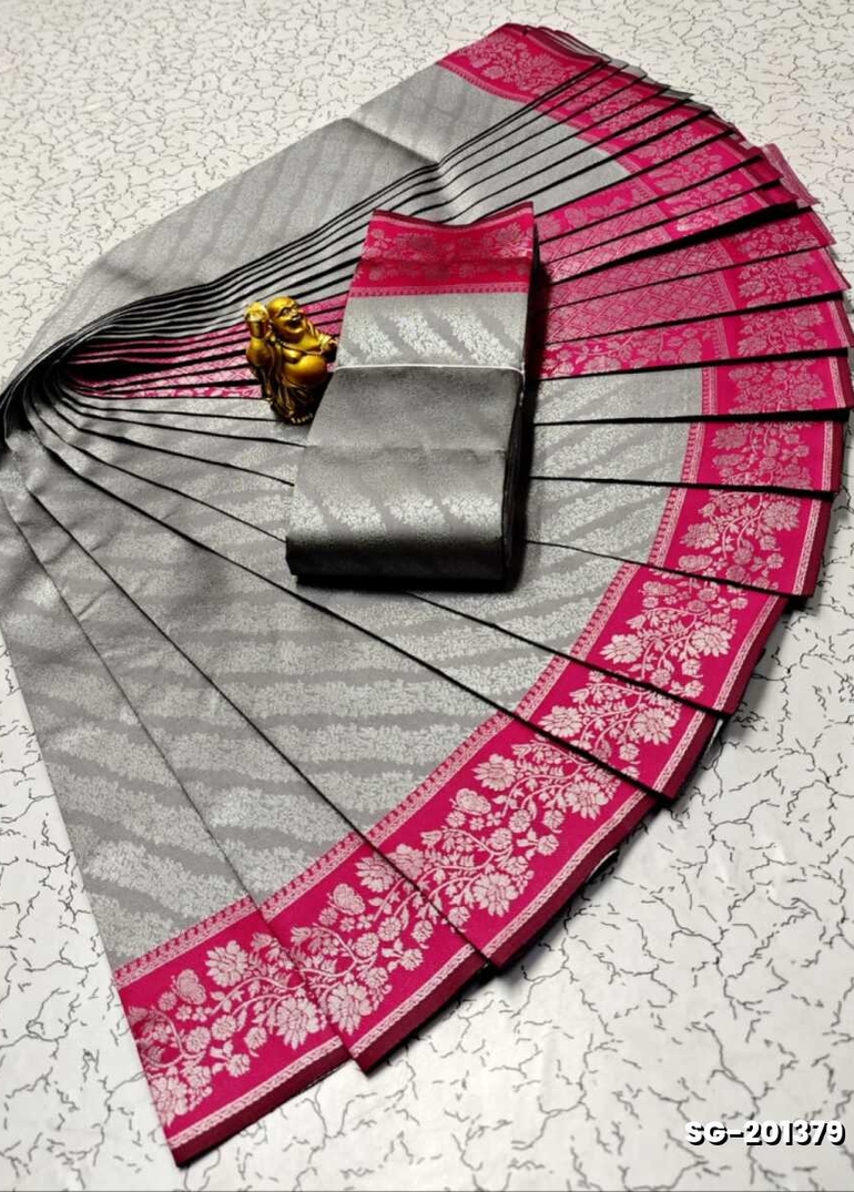 KUBERA ELITE BRIDAL RAPIER FANCY LIGHT WEIGHT SILK TYPE SAREES FESTIVAL  WEAR - SLATE COLOUR