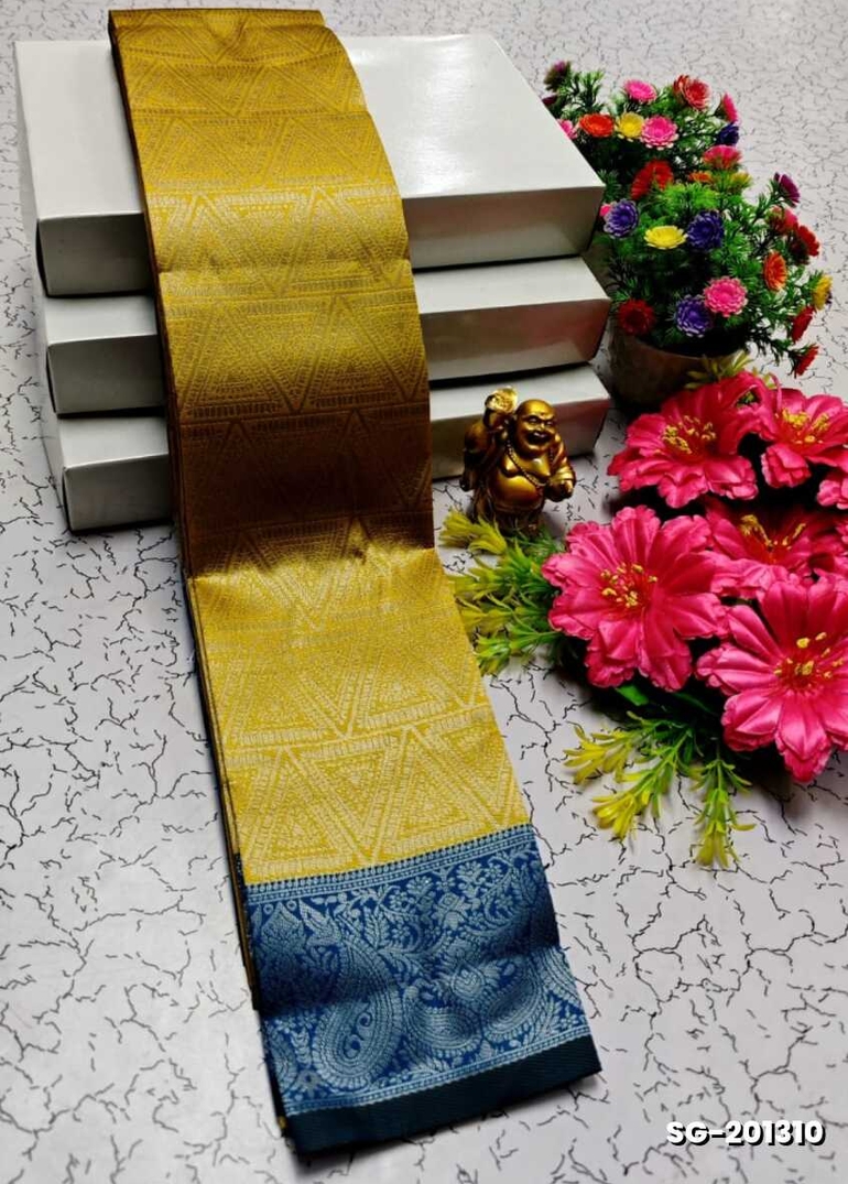 KUBERA ELITE BRIDAL RAPIER FANCY LIGHT WEIGHT SILK TYPE SAREES FESTIVAL  WEAR - YELLOW