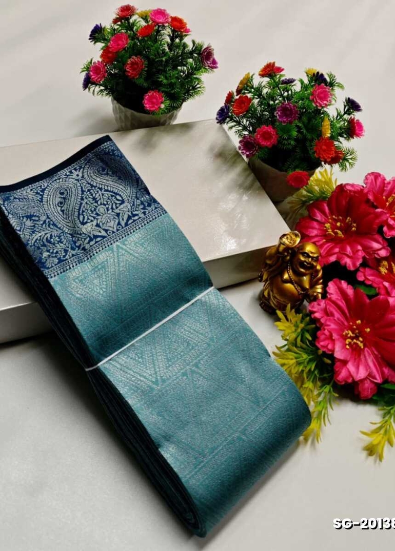 KUBERA ELITE BRIDAL RAPIER FANCY LIGHT WEIGHT SILK TYPE SAREES FESTIVAL  WEAR - BLUE SHADE