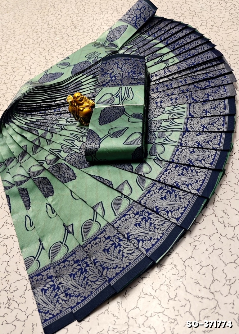 KUBERA ELITE BRIDAL RAPIER FANCY LIGHT WEIGHT SILK TYPE SAREES FUNCTION WEAR SAREE - EMERALD COLOUR