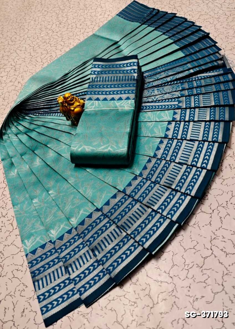 KUBERA ELITE BRIDAL RAPIER FANCY LIGHT WEIGHT SILK TYPE SAREES FUNCTION WEAR SAREE - TURQUOISE GREEN