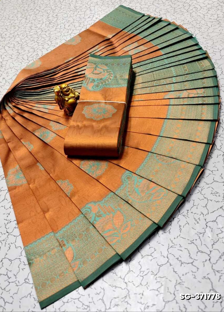 KUBERA ELITE BRIDAL RAPIER FANCY LIGHT WEIGHT SILK TYPE SAREES FUNCTION WEAR SAREE - BRONCE COLOUR