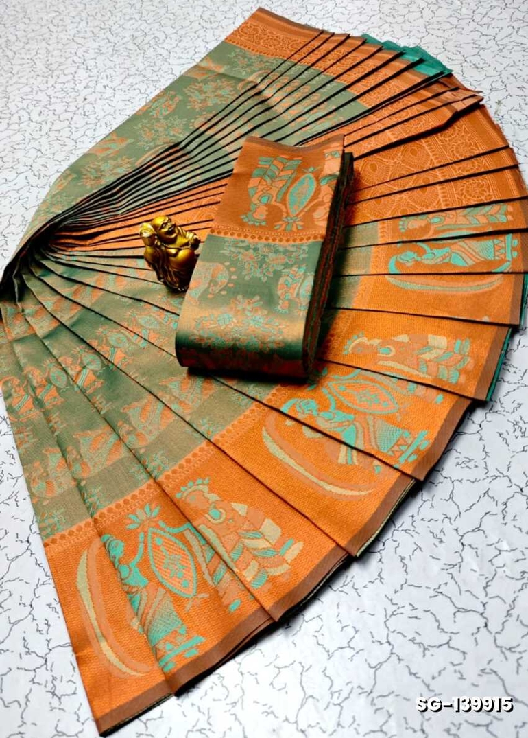 KUBERA ELITE BRIDAL RAPIER FANCY LIGHT WEIGHT SILK TYPE SAREES FUNCTION WEAR SAREE - GREEN