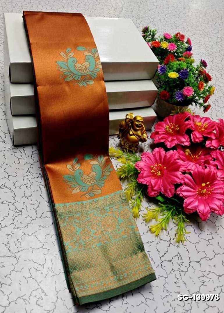 KUBERA ELITE BRIDAL RAPIER FANCY LIGHT WEIGHT SILK TYPE SAREES FUNCTION WEAR SAREE - BRONCE COLOUR (1)