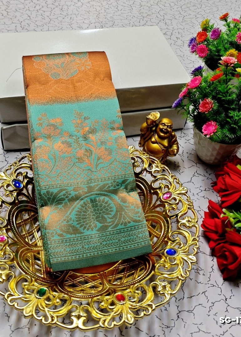 KUBERA ELITE BRIDAL RAPIER FANCY LIGHT WEIGHT SILK TYPE SAREES FUNCTION WEAR SAREE - BRONCE COLOUR (2)