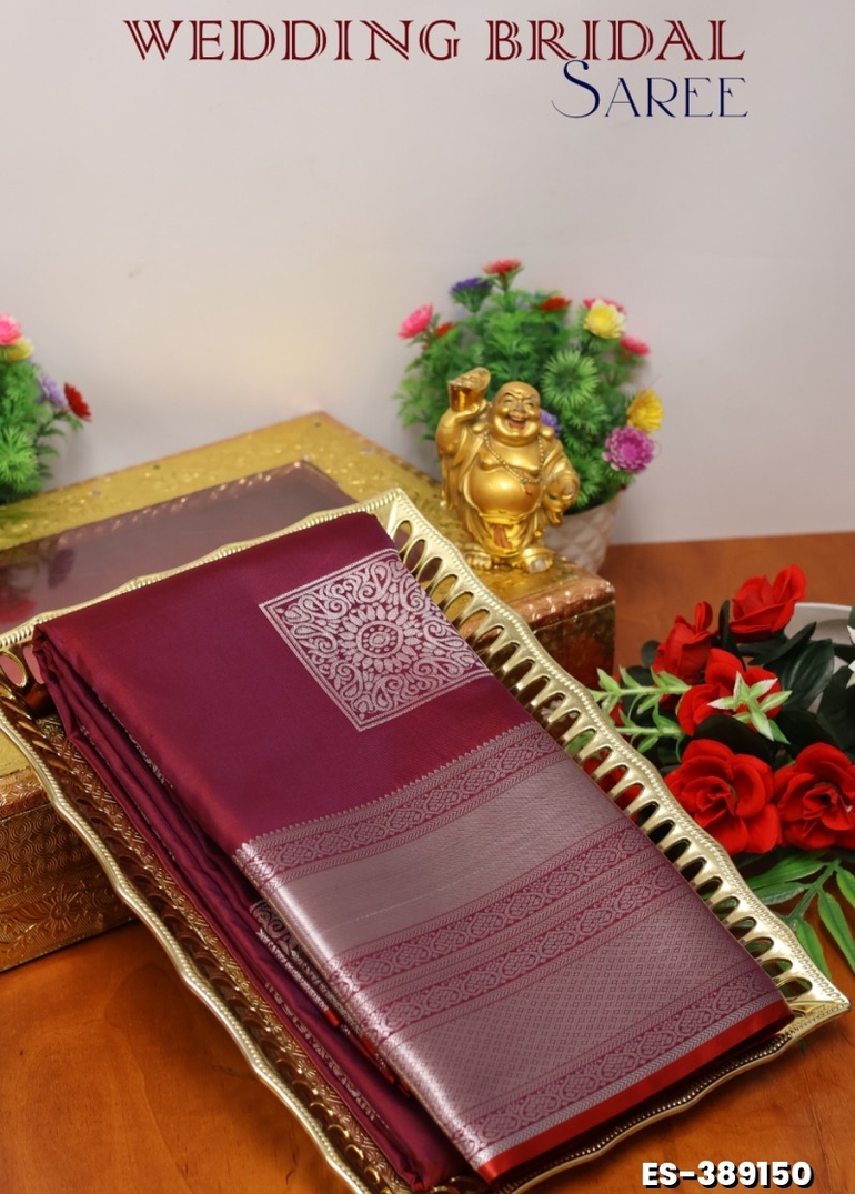 BRIDAL SILK GOLD SILVAR AND COPPER ZARI WEAVE AND WEDDING ART SILK SAREES - MEJANTA (1)