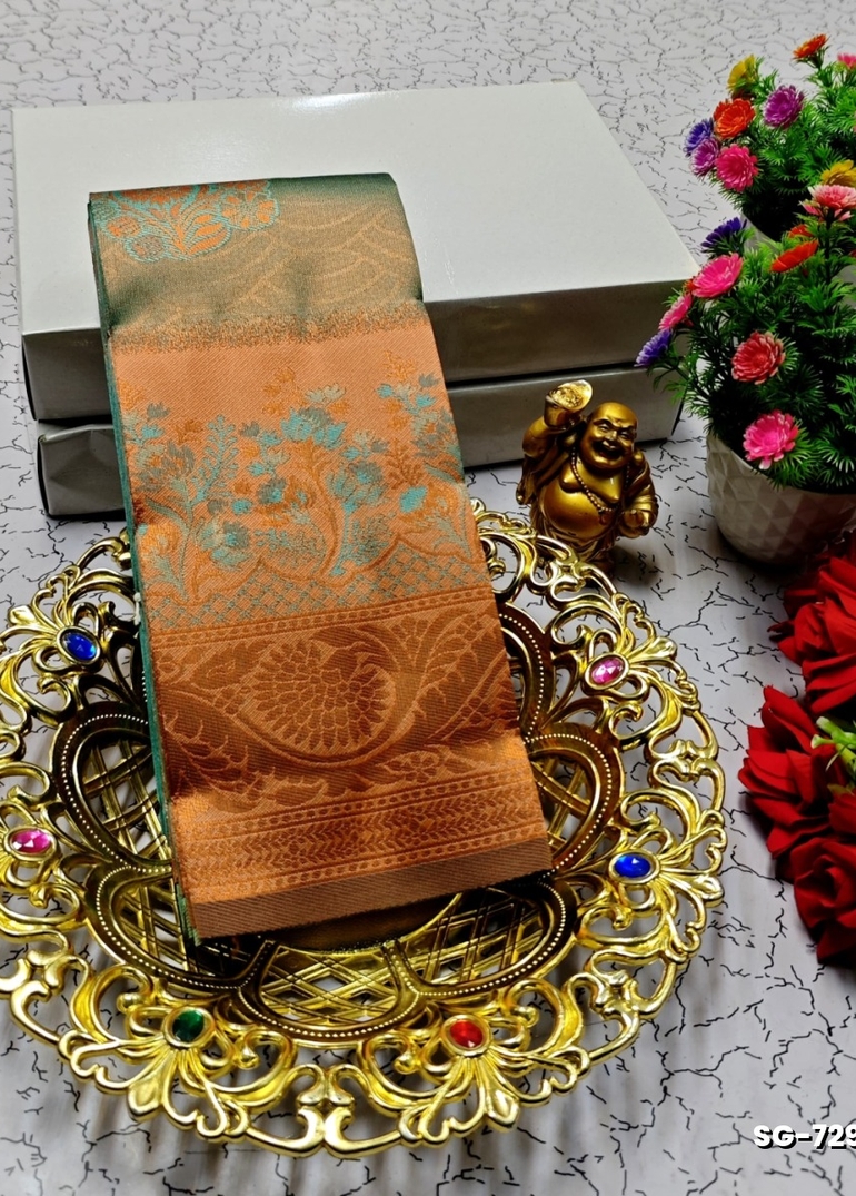 KUBERA ELITE BRIDAL RAPIER FANCY LIGHT WEIGHT SILK TYPE SAREES FUNCTION WEAR SAREE - TURQUOISE GREEN (2)