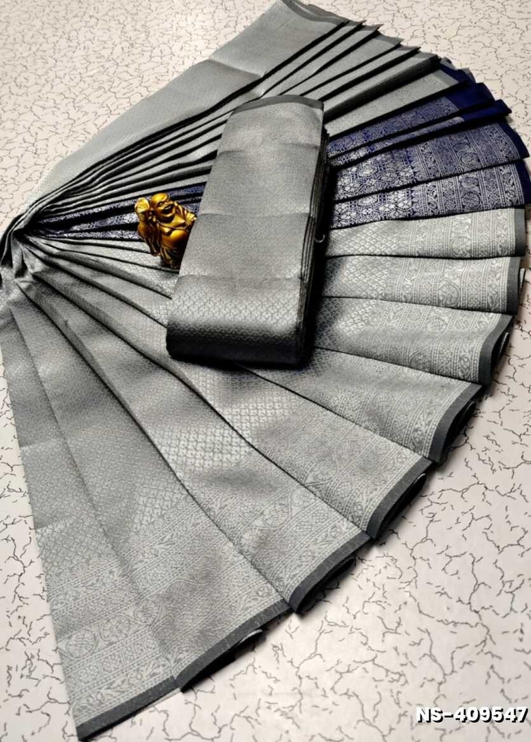 FANCY SILVAR ZARI LIGHT WEIGHT NILA SAREES - GRAY