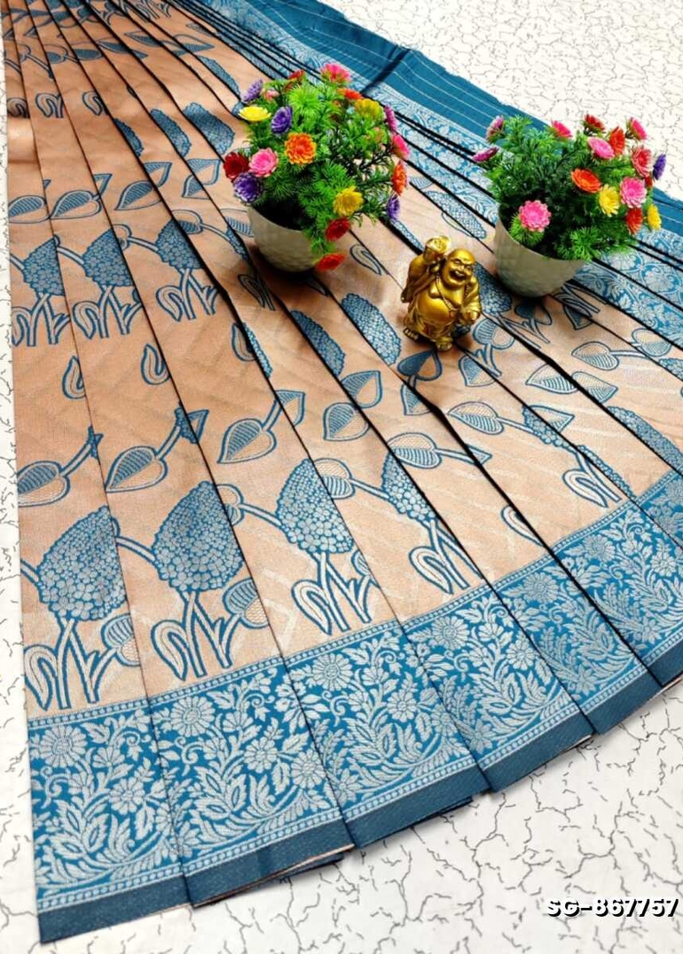 KUBERA ELITE BRIDAL RAPIER FANCY LIGHT WEIGHT SILK TYPE SAREES FUNCTION WEAR SAREE - LIGHT ORANGE