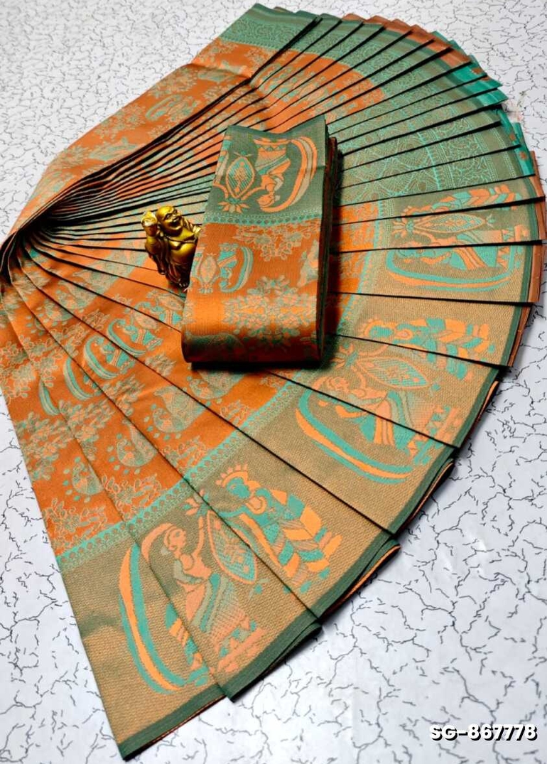 KUBERA ELITE BRIDAL RAPIER FANCY LIGHT WEIGHT SILK TYPE SAREES FUNCTION WEAR SAREE - BRONCE COLOUR (4)