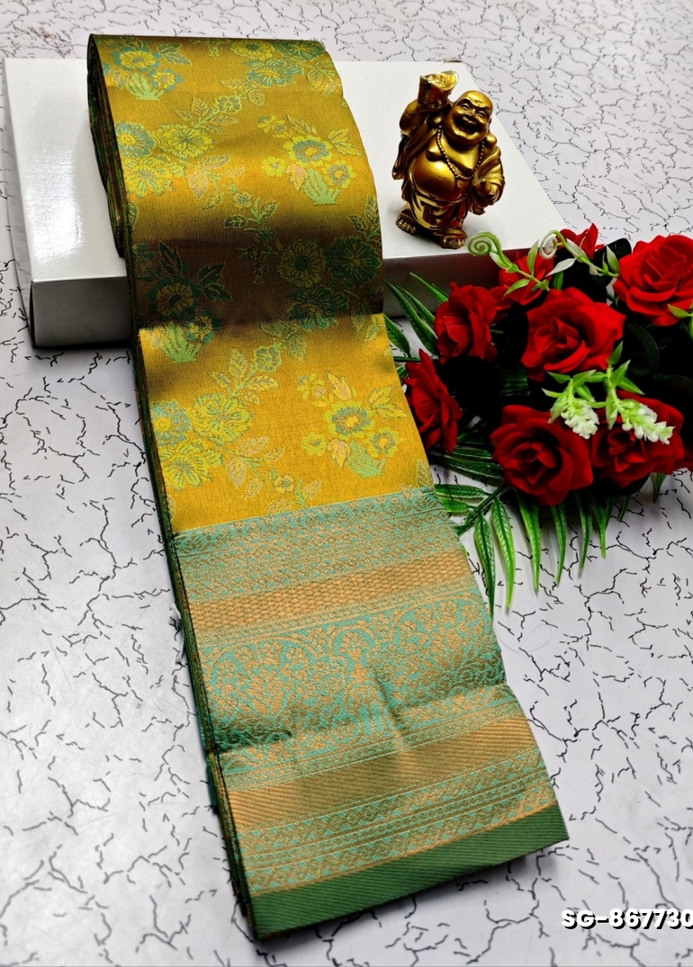 KUBERA ELITE BRIDAL RAPIER FANCY LIGHT WEIGHT SILK TYPE SAREES FUNCTION WEAR SAREE - PESTA GREEN (1)