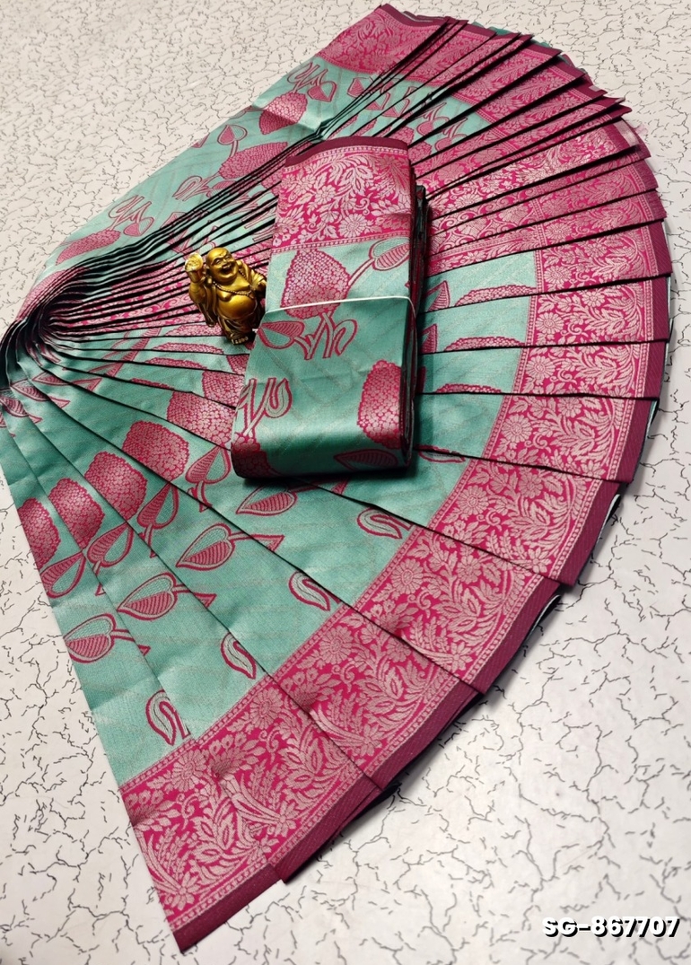 KUBERA ELITE BRIDAL RAPIER FANCY LIGHT WEIGHT SILK TYPE SAREES FUNCTION WEAR SAREE - TEAL COLOUR (3)