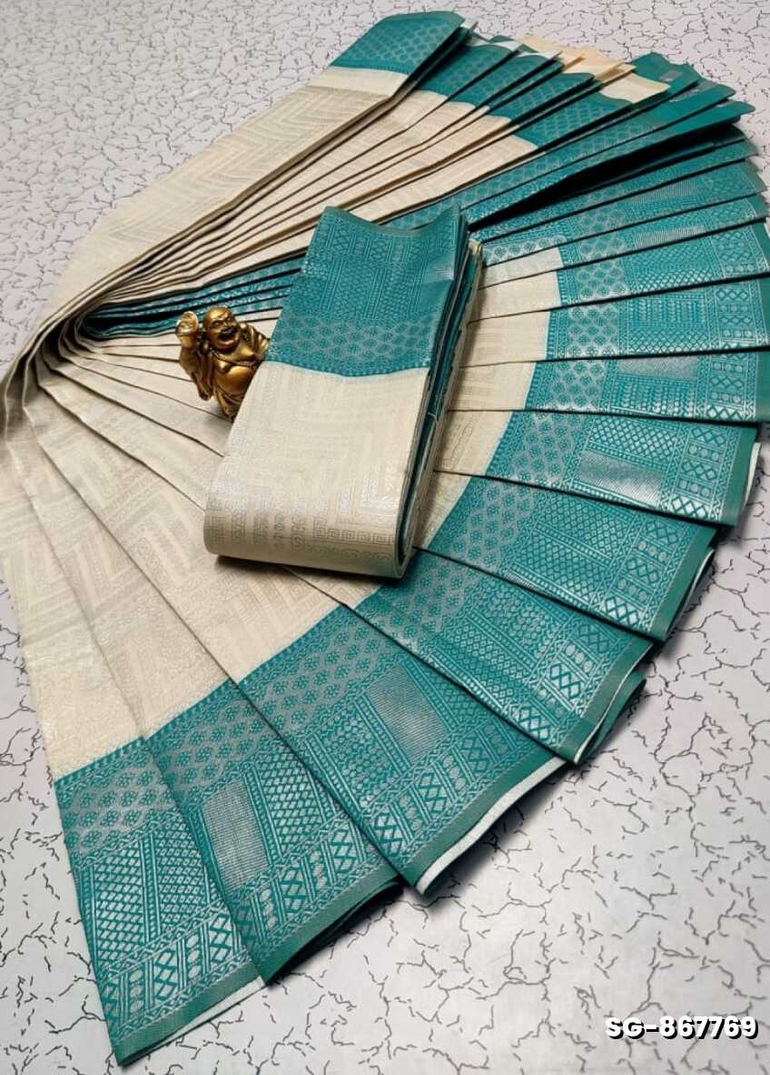 KUBERA ELITE BRIDAL RAPIER FANCY LIGHT WEIGHT SILK TYPE SAREES FUNCTION WEAR SAREE - BEIGE COLOUR