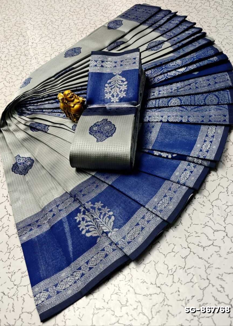 KUBERA ELITE BRIDAL RAPIER FANCY LIGHT WEIGHT SILK TYPE SAREES FUNCTION WEAR SAREE - SILVAR COLOUR