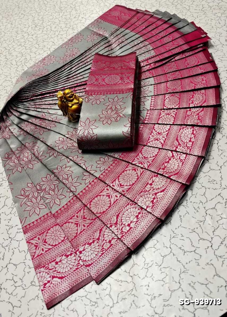 KUBERA ELITE BRIDAL RAPIER FANCY LIGHT WEIGHT SILK TYPE SAREES FUNCTION WEAR SAREE - SILVAR (2)