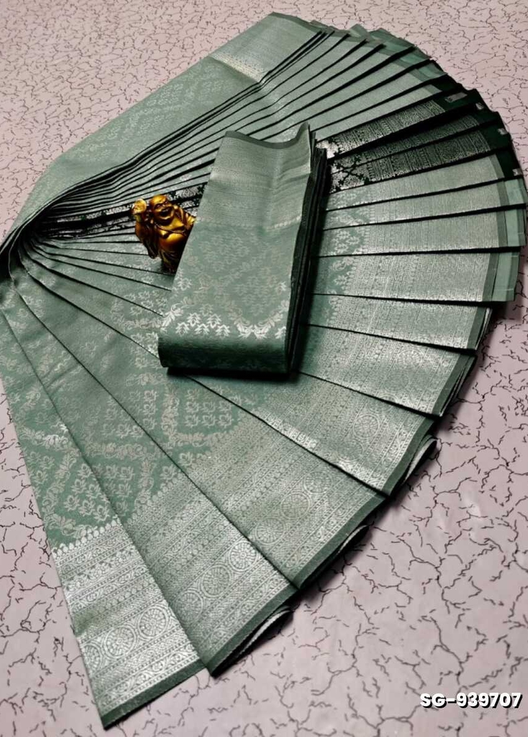 KUBERA ELITE BRIDAL RAPIER FANCY LIGHT WEIGHT SILK TYPE SAREES FUNCTION WEAR SAREE - TEAL COLOUR (4)