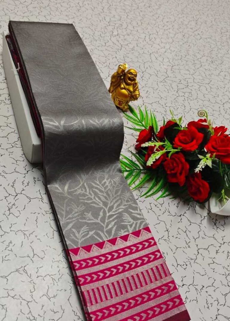 KUBERA ELITE BRIDAL RAPIER FANCY LIGHT WEIGHT SILK TYPE SAREES FUNCTION WEAR SAREE - SLATE COLOUR (1)