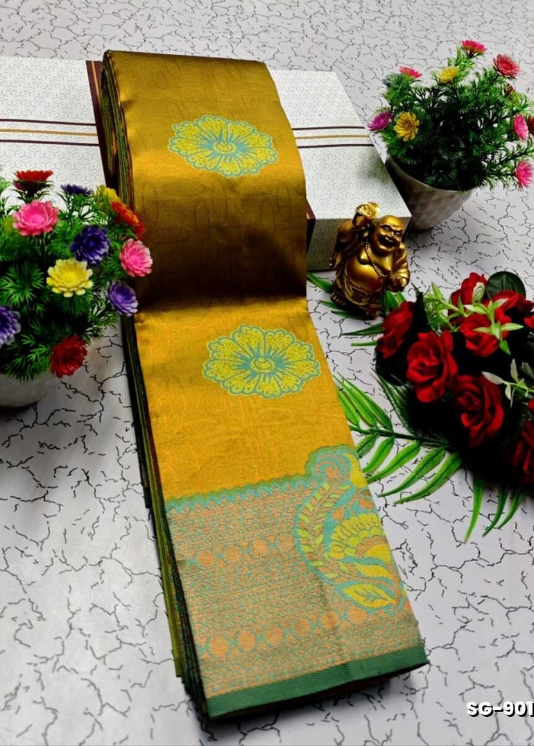 KUBERA ELITE BRIDAL RAPIER FANCY LIGHT WEIGHT SILK TYPE SAREES FUNCTION WEAR SAREE - PESTA GREEN (2)