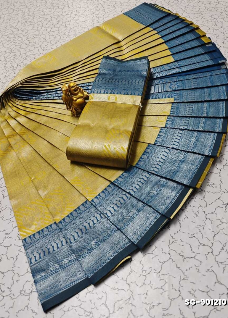 KUBERA ELITE BRIDAL RAPIER FANCY LIGHT WEIGHT SILK TYPE SAREES FUNCTION WEAR SAREE - YELLOW (1)