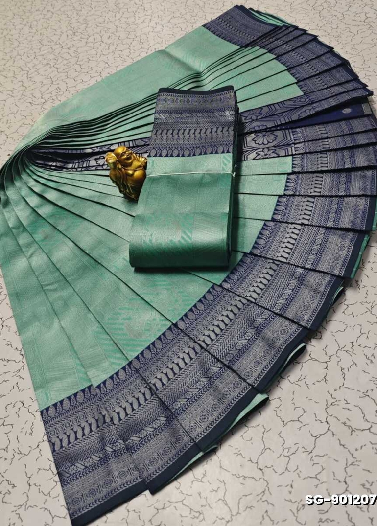 KUBERA ELITE BRIDAL RAPIER FANCY LIGHT WEIGHT SILK TYPE SAREES FUNCTION WEAR SAREE - TEAL COLOUR (5)